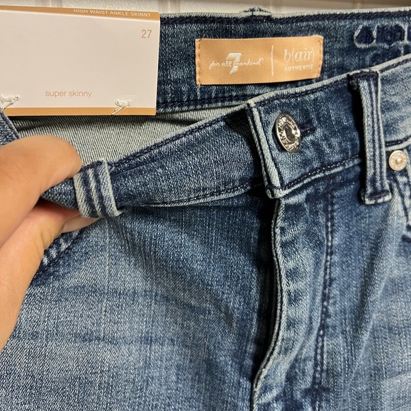 NWT 7 FOR ALL MANKIND B(air) High-waist Ankle Skinny Jeans 27 Glitter - Picture 11 of 13